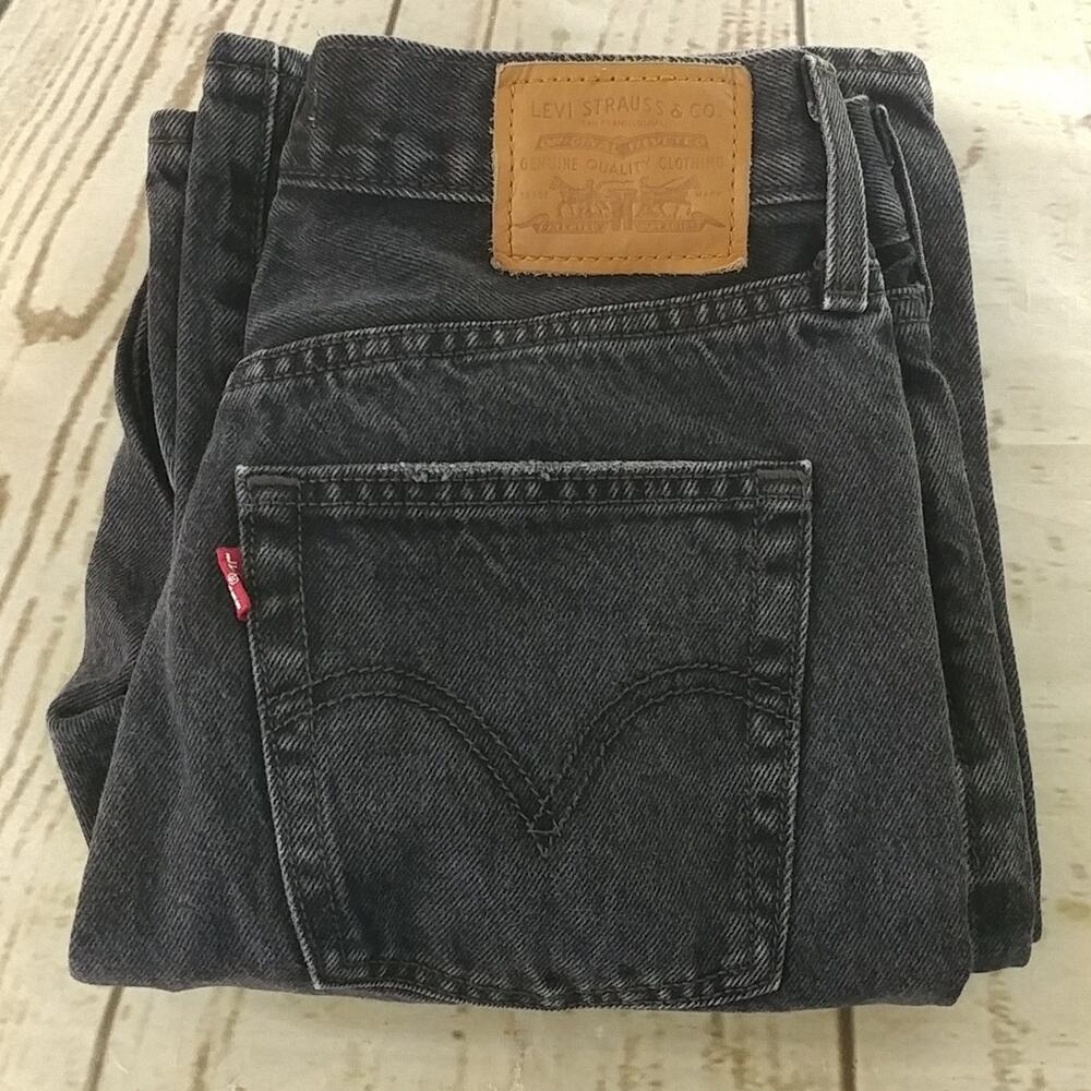 Levi's‎ Button Fly Ribcage Straight Ankle Distressed Jeans Black Size 28